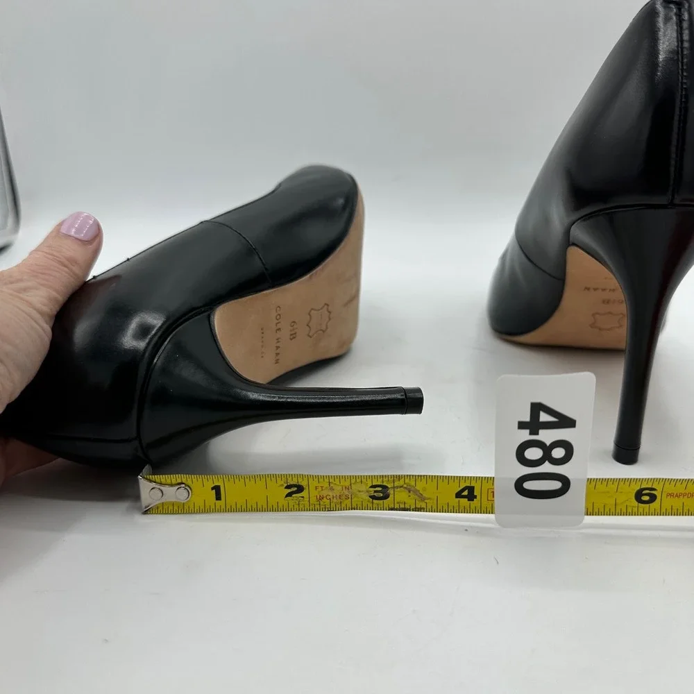 Cole Haan Grand OS Black Leather Pointed Toe Pumps‎ Heels D42112 Womens 6.5 B